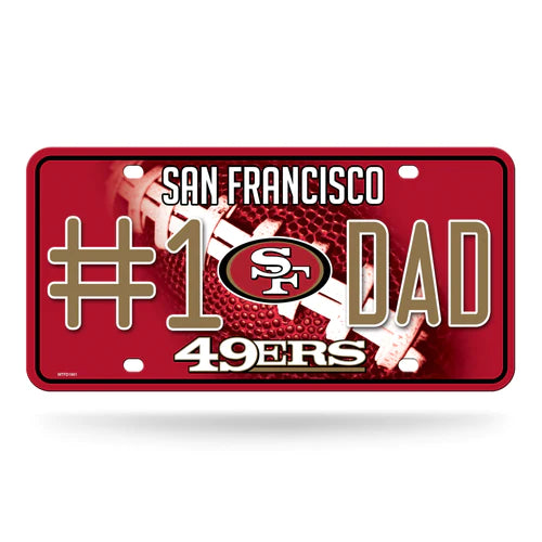 San Francisco 49ers #1 Dad Metal License Plate by Rico