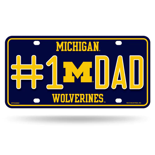 Michigan Wolverines #1 Dad Metal License Plate by Rico