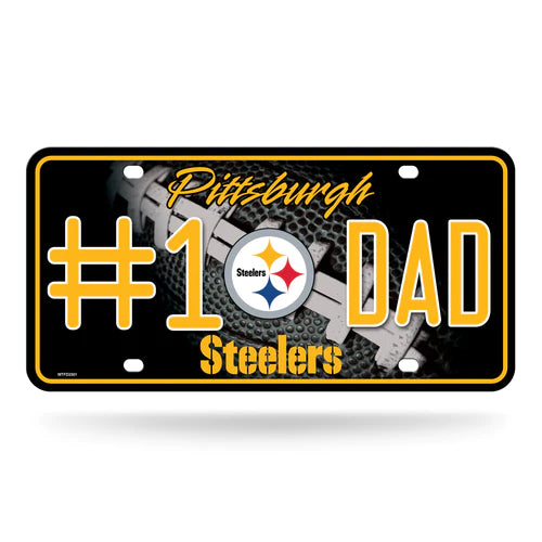 6x12" Pittsburgh Steelers #1 Dad Metal Auto License Plate by Rico. Team colors/graphics. Officially licensed NFL product. Stand out with Steelers spirit!