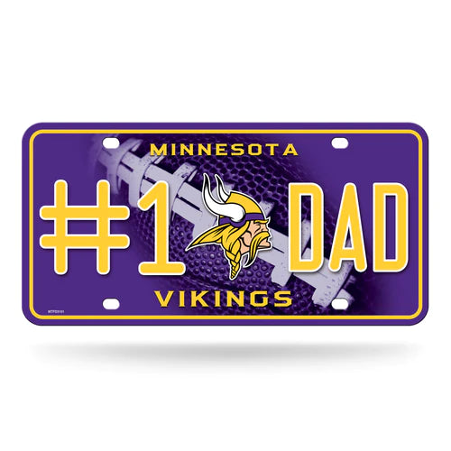 Minnesota Vikings #1 Dad Metal License Plate by Rico