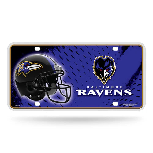 Baltimore Ravens Metal License Plate by Rico