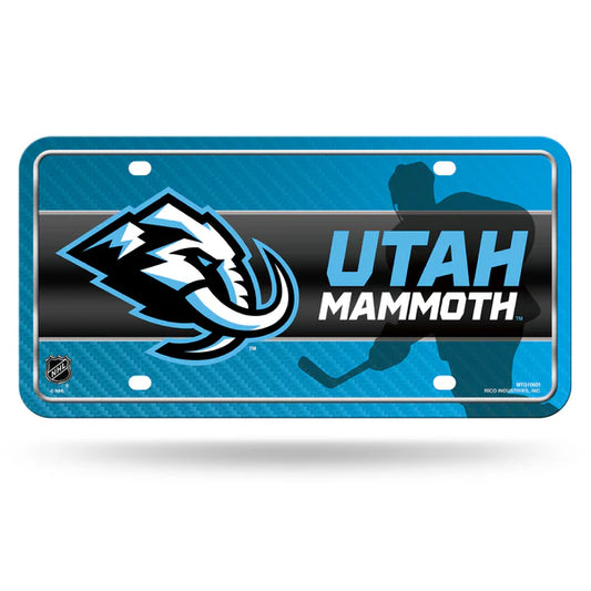 Utah Mammoth NHL 6x12 metal license plate with team colors and graphics, officially licensed by NHL.