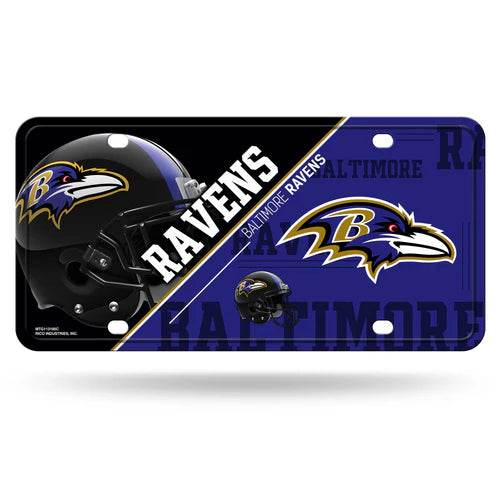 Baltimore Ravens Split Design Metal License Plate: Flaunt your team spirit with vibrant colors and graphics. Officially licensed by NFL.