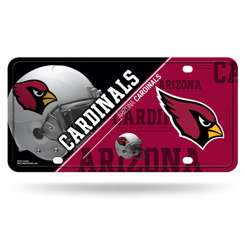 Arizona Cardinals Split Design Metal License Plate by Rico