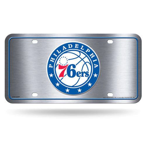 Philadelphia 76ers Primary Logo Silver Metal License Plate by Rico