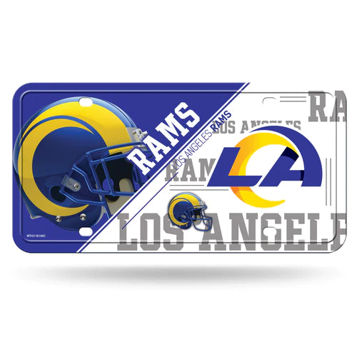Los Angeles Rams Split Design Metal Auto License Plate / Tag by Rico Industries