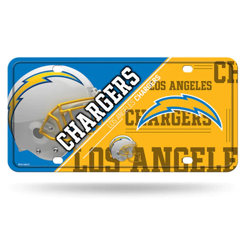 Los Angeles Chargers Split Design Metal Auto License Plate / Tag by Rico Industries