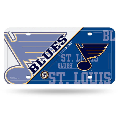 St. Louis Blues Split Design Metal Auto License Plate / Tag by Rico Industries
