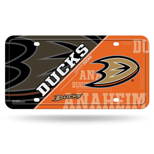Anaheim Ducks Split Design Metal Auto License Plate / Tag by Rico Industries