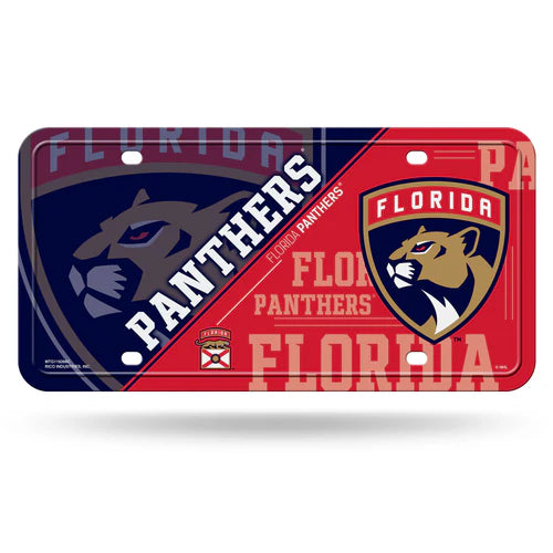 Florida Panthers Split Design Metal Auto License Plate / Tag by Rico Industries