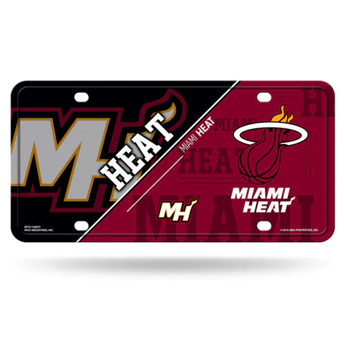 Miami Heat Split Design Metal Auto License Plate / Tag by Rico Industries