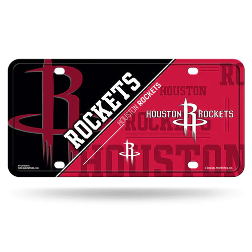 Houston Rockets Split Design Metal Auto License Plate / Tag by Rico Industries