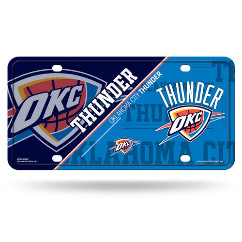 Oklahoma City Thunder Split Design Metal License Plate by Rico