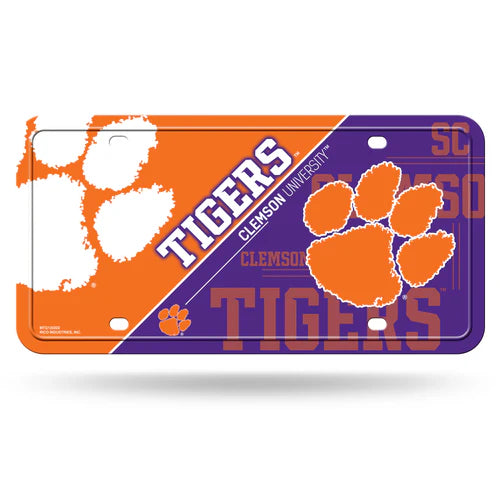 Clemson Tigers Metal License Plate: Official NCAA licensed, weather resistant. 6"x12".