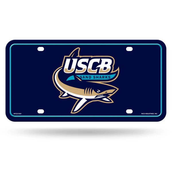 South Carolina-Beaufort Sand Sharks 6x12 NCAA metal license plate with team colors and graphics. Officially licensed.