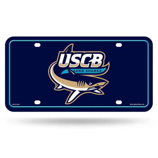 South Carolina-Beaufort Sand Sharks 6x12 NCAA metal license plate with team colors and graphics. Officially licensed.