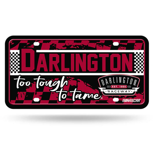 Darlington Raceway NASCAR metal auto license plate, 6x12 inches, official raceway graphics, fan vehicle décor
