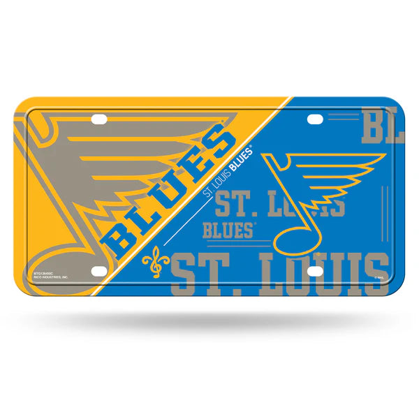 St. Louis Blues NHL 6x12 split design metal license plate with team colors, graphics, officially licensed.