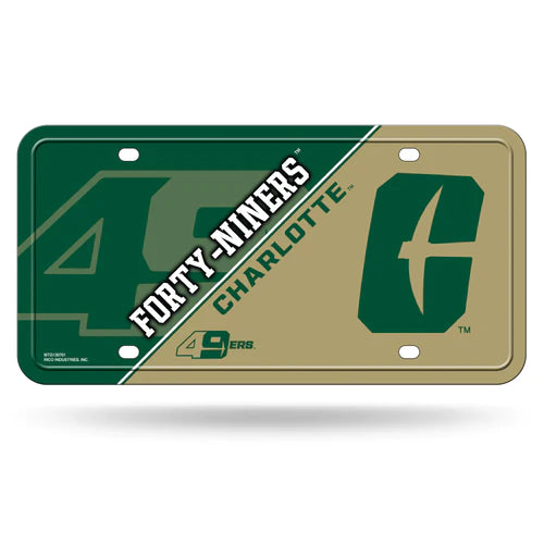 North Carolina-Charlotte 49ers Split Design Metal Auto License Plate / Tag by Rico Industries