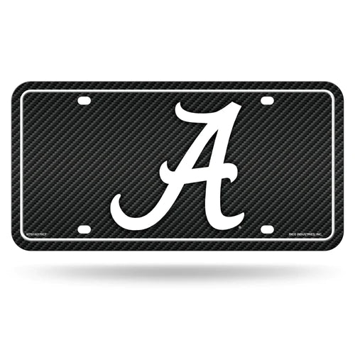 Alabama Crimson Tide Carbon Fiber Design Metal License Plate by Rico