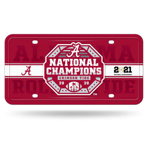 Alabama Crimson Tide 6"x12" Metal License Plate by Rico. Features 2020-21 Championship.
Team colors, Officially Licensed.