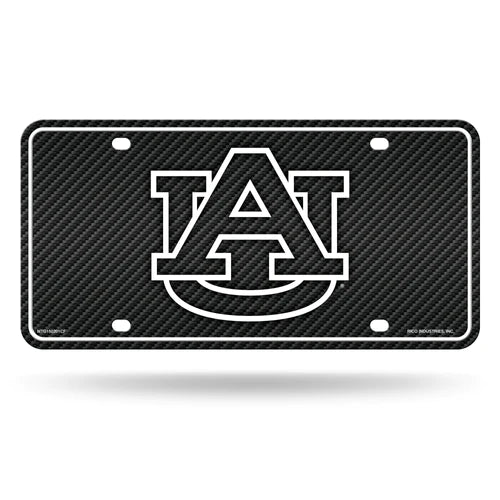 Auburn Tigers Carbon Fiber Design Metal License Plate by Rico