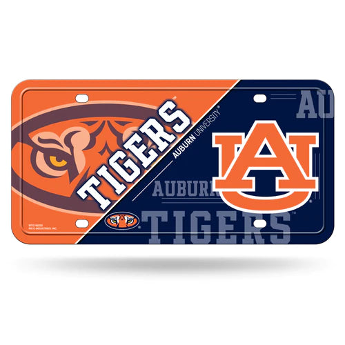 Auburn Tigers 6"x12" metal license plate by Rico. Team colors and graphics. Predrilled for easy installation. Officially Licensed 