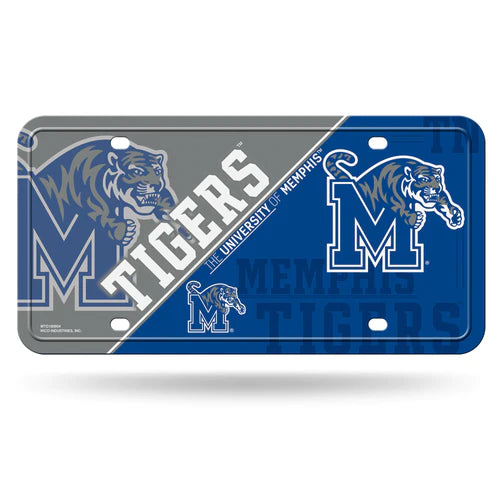 Memphis Tigers Split Design Metal Auto License Plate / Tag by Rico Industries