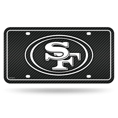 San Francisco 49ers Carbon Fiber Design Metal Auto License Plate / Tag by Rico Industries