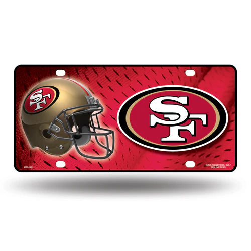San Francisco 49ers metal license plate: bold team colors, durable metal, official NFL licensed. Go Niners!