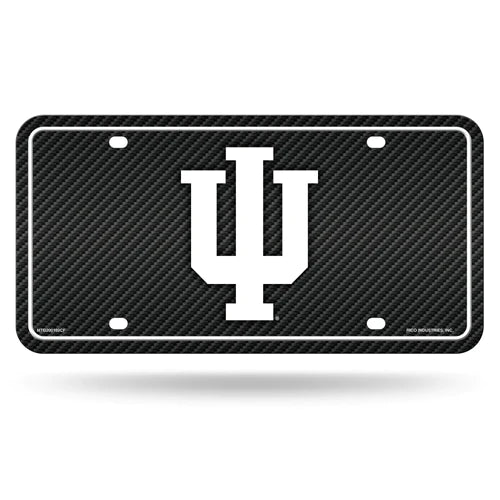 Indiana Hoosiers Carbon Fiber Metal Auto License Plate / Tag by Rico Industries