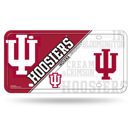 Indiana Hoosiers Split Design Metal License Plate by Rico