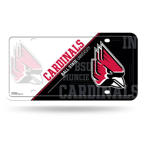 Ball State Cardinals Split Design Metal License Plate by Rico