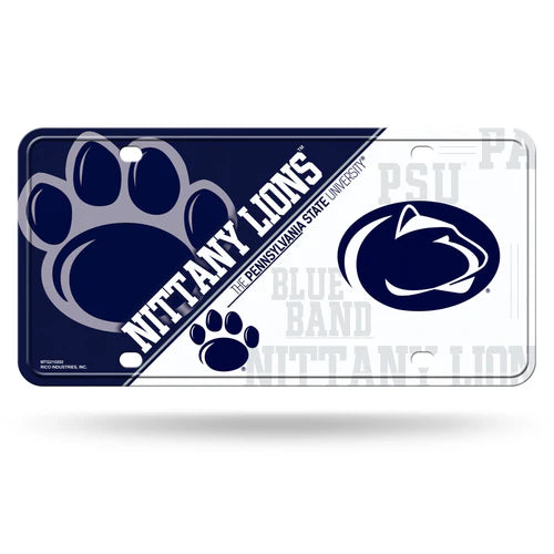 Penn State Nittany Lions PSU 6"x12" Metal License Plate by Rico, Team colors and graphics, Officially Licensed, Predrilled holes