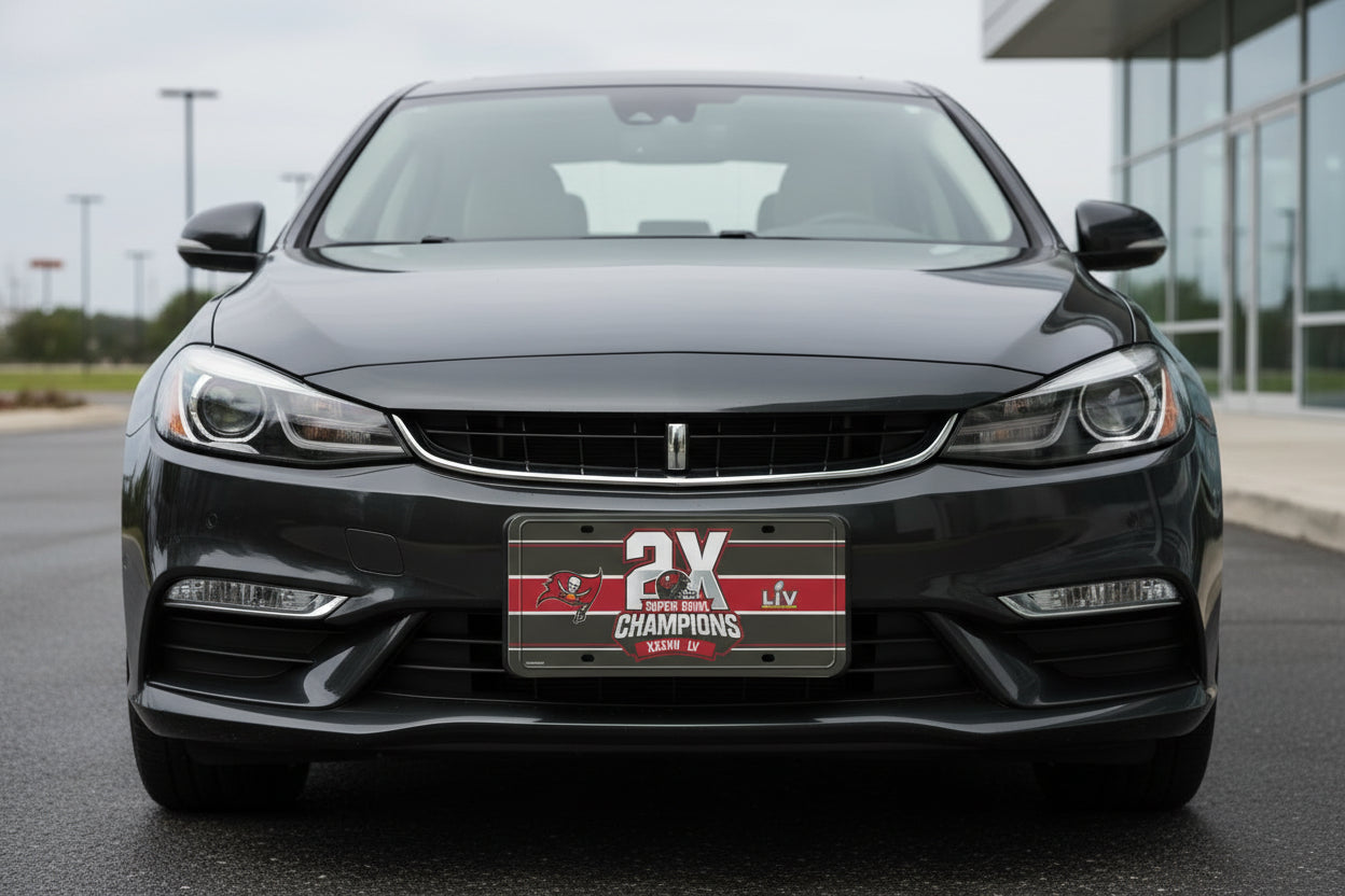 Tampa Bay Buccaneers 2 Time Super Bowl Champs Metal License Plate - 6x12 by Rico