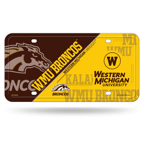 Western Michigan Broncos Split Design Metal Auto License Plate / Tag by Rico Industries