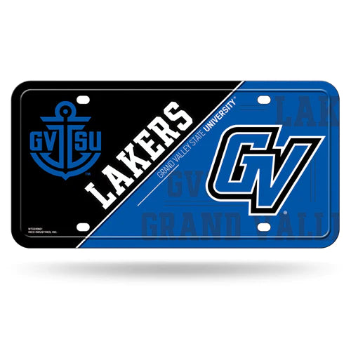 Grand Valley State Lakers Split Design Metal Auto License Plate / Tag by Rico Industries