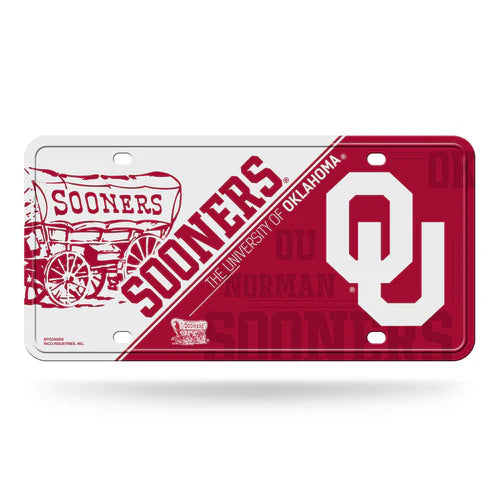 Oklahoma Sooners 6"x12" metal license plate by Rico. Team graphics and colors. Officially Licensed.