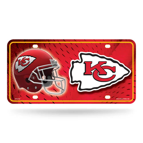 Kansas City Chiefs Metal License Plate - Brand New - Measures 6"x12" - Team colors & graphics - Metal - Officially Licensed NFL - Made by Rico