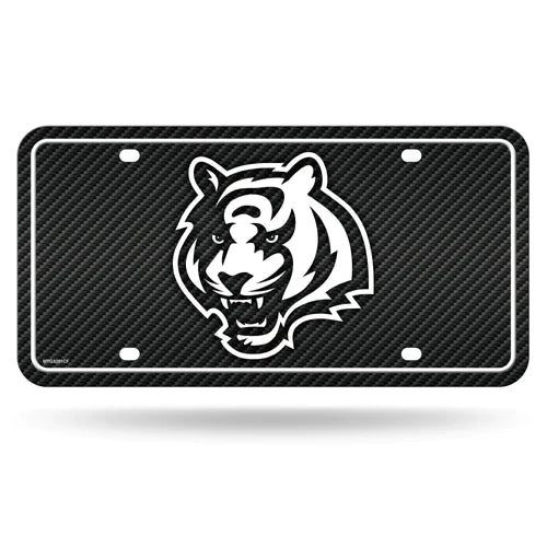 Cincinnati Bengals Carbon Fiber Design Metal License Plate by Rico