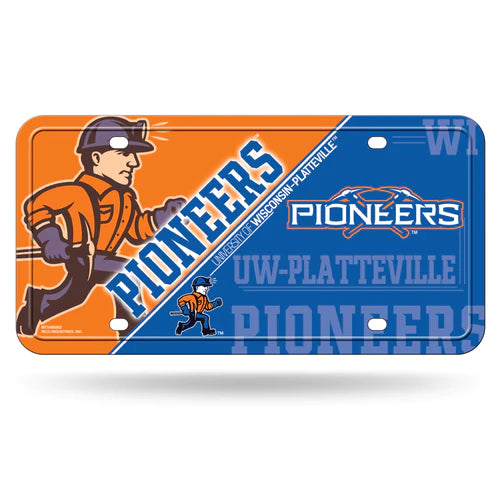 Wisconsin-Platteville Pioneers Split Design Metal Auto License Plate / Tag by Rico Industries