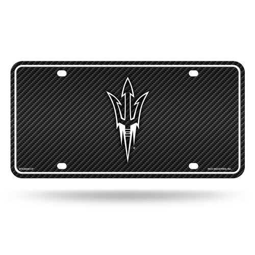 Arizona State Sun Devils Carbon Fiber Design Metal License Plate by Rico