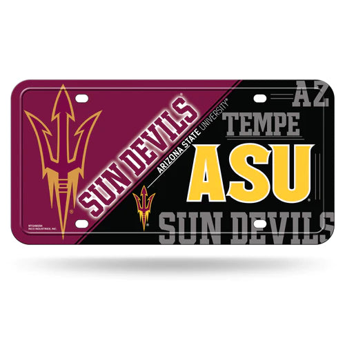 Arizona State Sun Devils "Pitch Fork" Split Design Metal License Plate by Rico