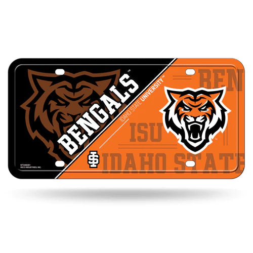 Idaho State Bengals Split Design Metal Auto License Plate / Tag by Rico Industries