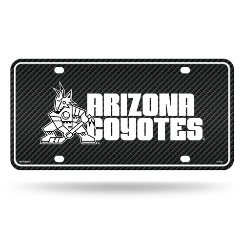 Arizona Coyotes Carbon Fiber Design Metal License Plate by Rico