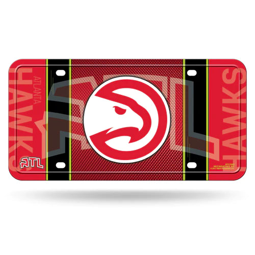 Atlanta Hawks 6"x12" metal license plate by Rico. Team colors and graphics. Officially Licensed.