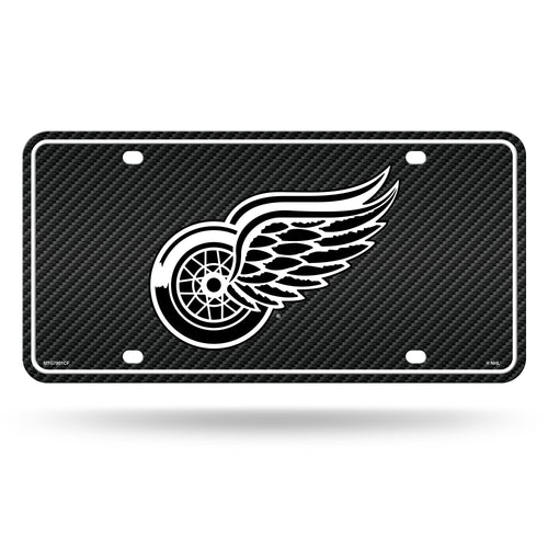 Detroit Red Wings Carbon Fiber Design Metal Auto License Plate / Tag by Rico Industries