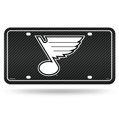 St. Louis Blues Carbon Fiber Metal Auto License Plate / Tag by Rico Industries