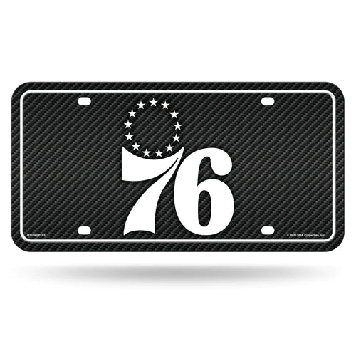 Philadelphia 76ers Carbon Fiber Design Metal Auto License Plate / Tag by Rico Industries