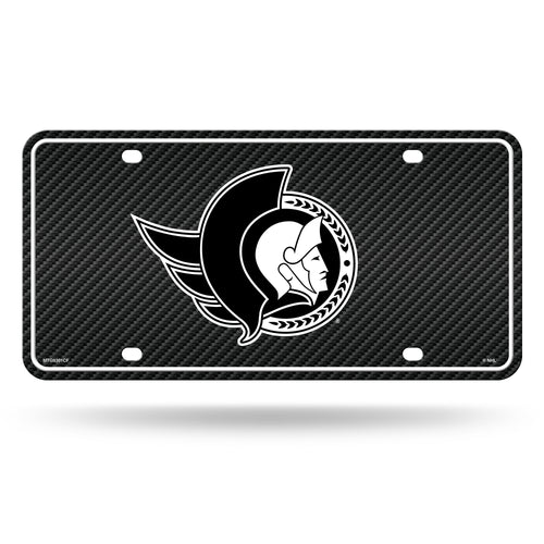 Ottawa Senators Carbon Fiber Design Metal Auto License Plate / Tag by Rico Industries